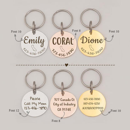 Round Name & State Pet ID Dog Tag