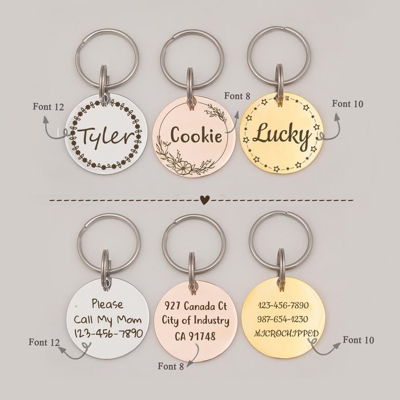 Round Shaped Name & Frame Pet ID Dog Tag