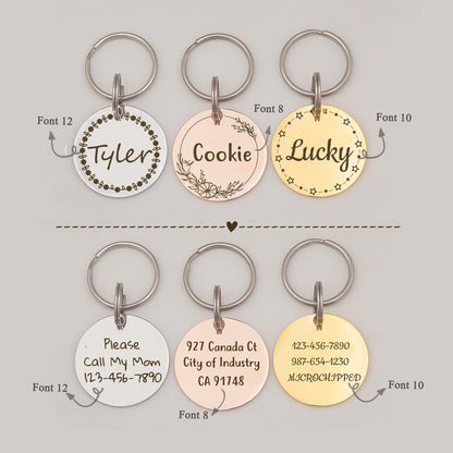 Round Shaped Name & Frame Pet ID Dog Tag