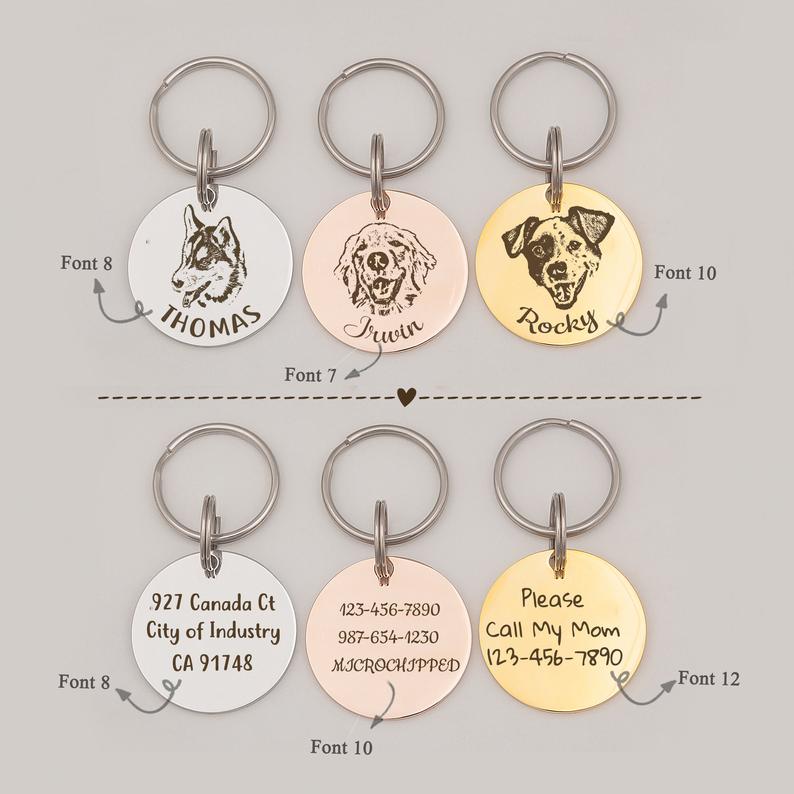 Round Pet Portrait Pet ID Dog Tag