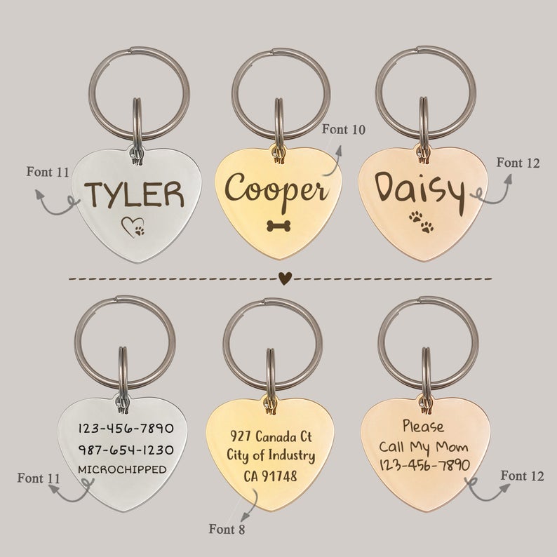 Name and Icon Heart Pet Tag