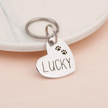 Load image into Gallery viewer, Personalized Heart Shaped Name and Icon Pet ID Dog Tag
