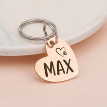 Load image into Gallery viewer, Personalized Heart Shaped Name and Icon Pet ID Dog Tag
