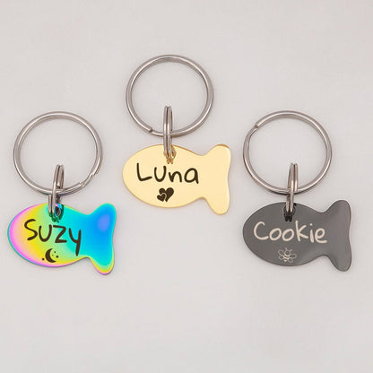 Fish Shaped Name and Icon Pet ID Tag