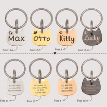 Load image into Gallery viewer, Personalized Cat Head Shaped Name and Icon Pet ID Tag
