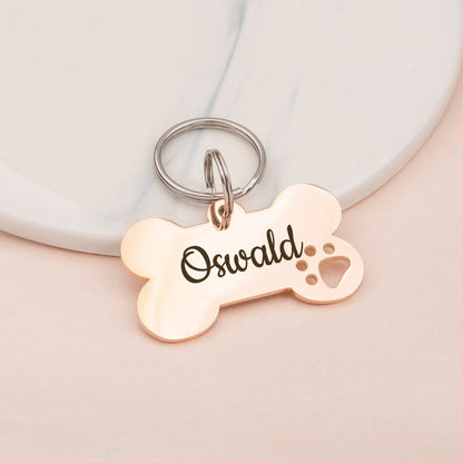 Dog Bone Paw Print Cut-Out Pet Tag