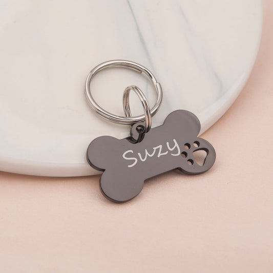 Dog Bone Paw Print Cut-Out Pet Tag