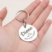 Load image into Gallery viewer, Personalized Round Shaped Name, Icon, &amp; Number Pet ID Dog Tag
