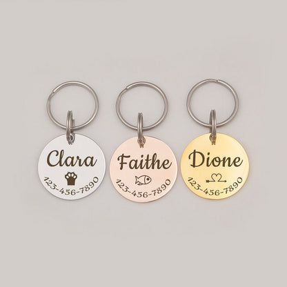 Round Name, Icon, & Number Pet ID Dog Tag