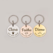 Load image into Gallery viewer, Personalized Round Shaped Name, Icon, &amp; Number Pet ID Dog Tag
