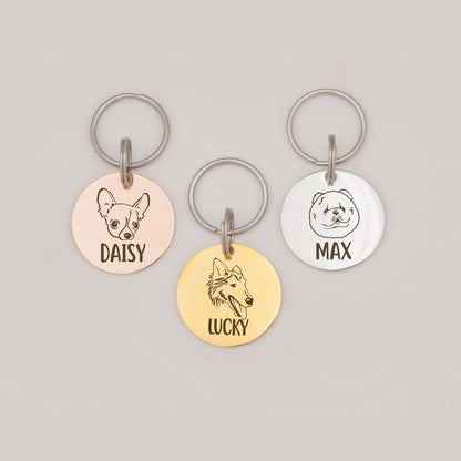 Dog Breed Icon Round Pet Tag