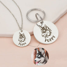 Load image into Gallery viewer, Personalized Round Shaped Pet Portrait Pet Id Dog Tag and Necklace
