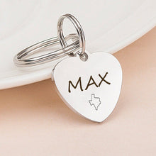 Load image into Gallery viewer, Personalized Heart Shaped Name &amp; State Icon Pet ID Dog Tag
