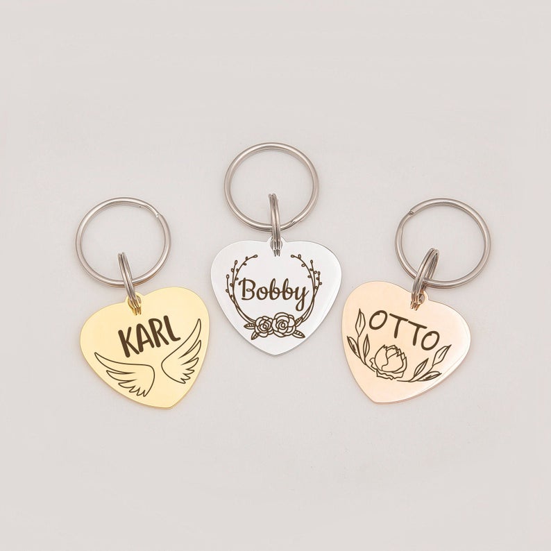 Name with Frame Design Heart Pet Tag