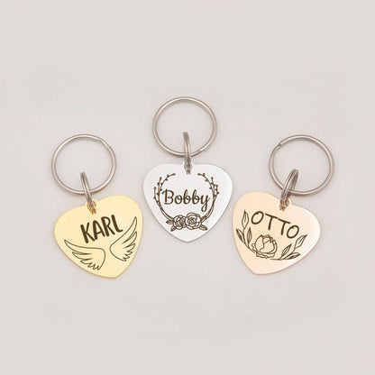 Name with Frame Design Heart Pet Tag