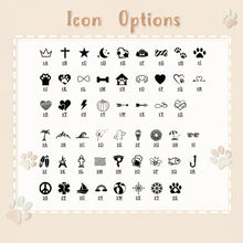 Load image into Gallery viewer, Personalized Cat Head Shaped Name and Icon Pet ID Tag
