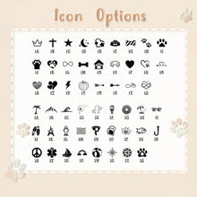 Load image into Gallery viewer, Personalized Heart Shaped Name and Icon Pet ID Dog Tag
