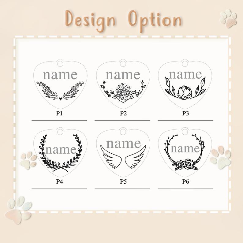 Name with Frame Design Heart Pet Tag